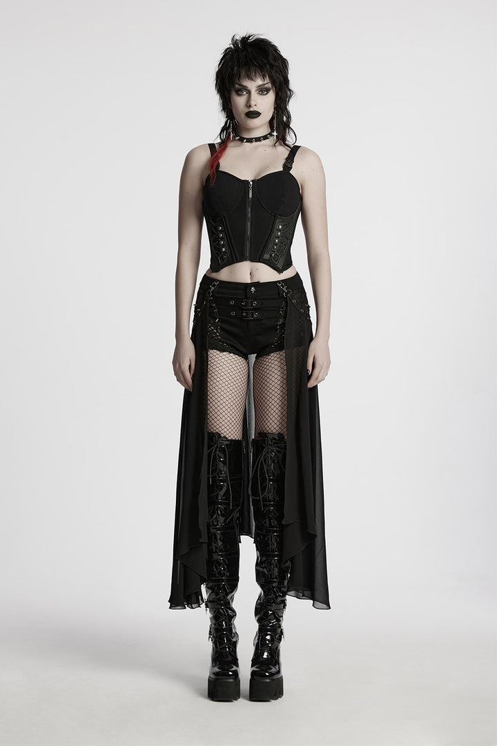 womens mid-rise gothic skirt and shorts