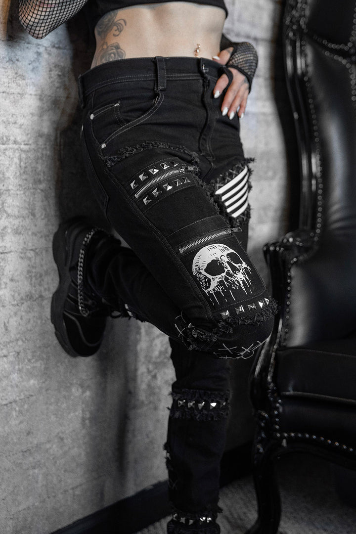 pyramid studded grunge goth jeans 