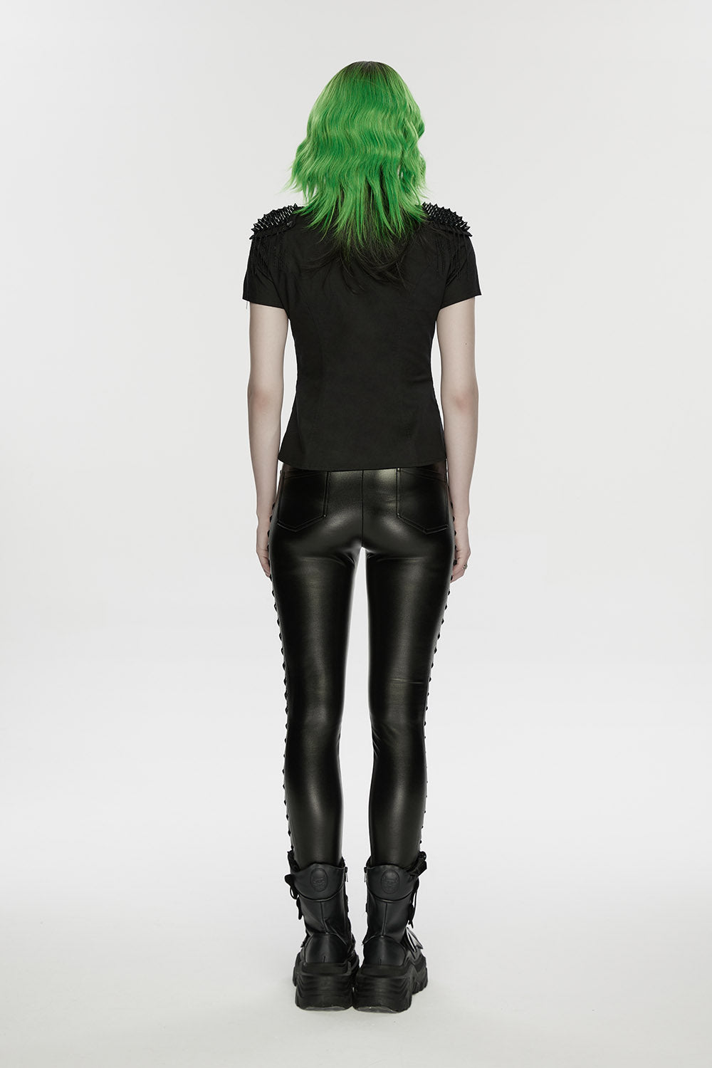studded fishnet short sleeve shirt by punk rave