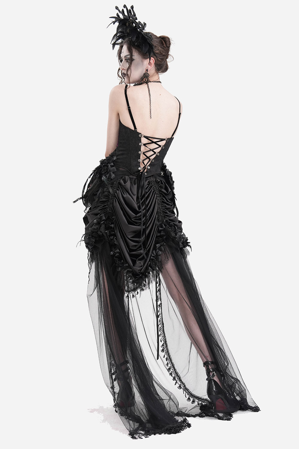 romantic goth purple and black lace sweetheart neckline corset