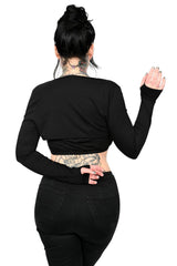 long sleeve cropped bolero shrug with thumbholes