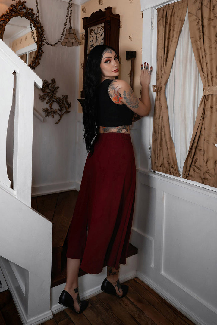 womens high waisted red skirt