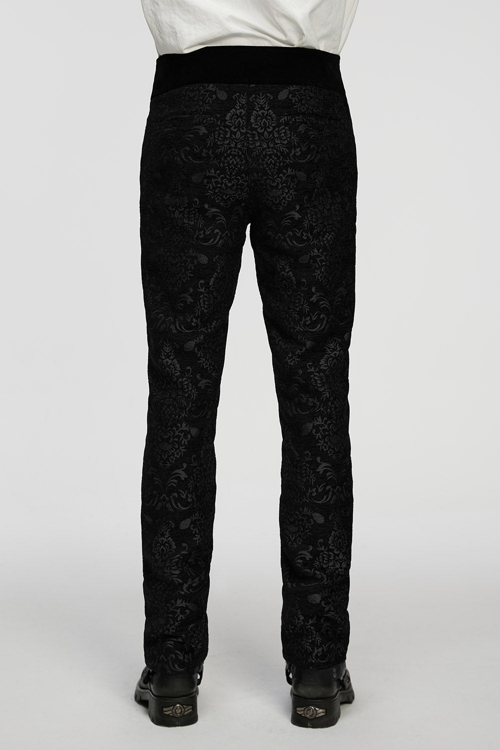 mens black velvet goth straight-leg pants