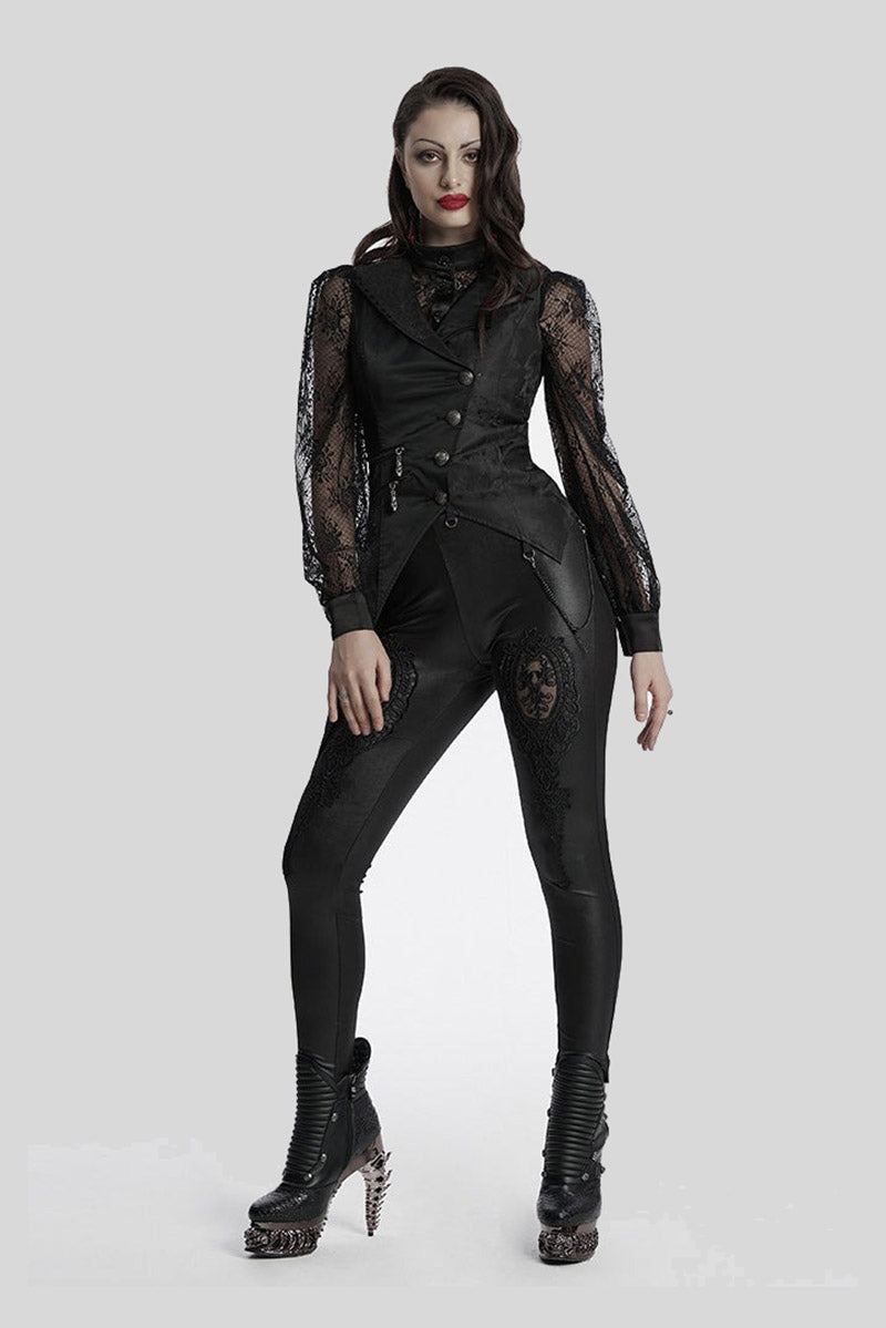 lace-up corset vest with batwing collar