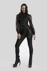 lace-up corset vest with batwing collar