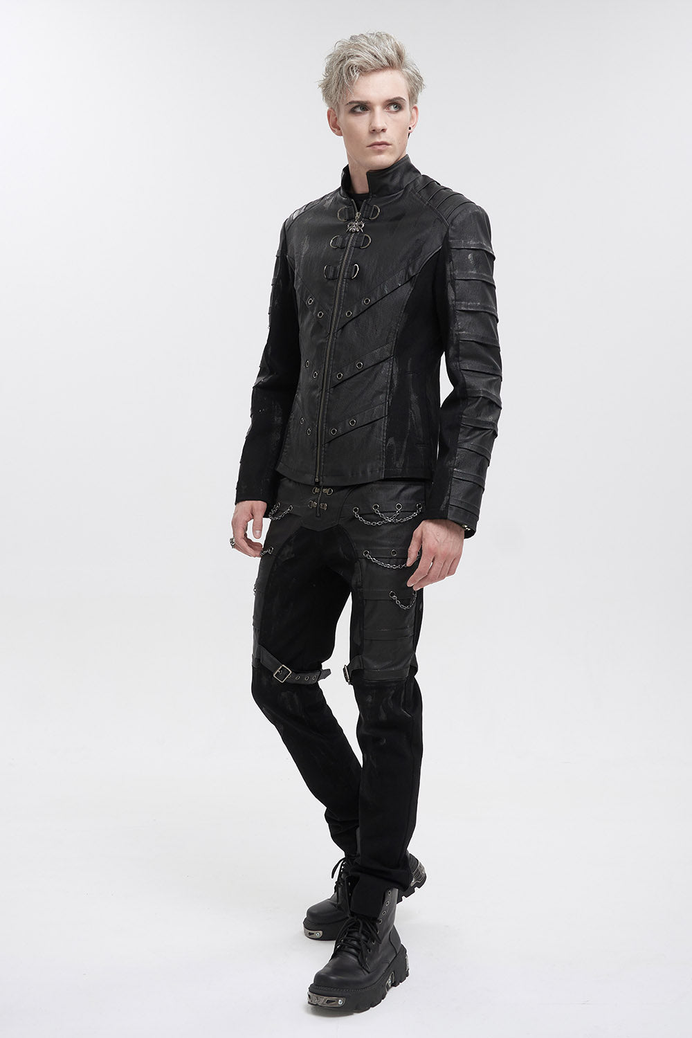 mens grunge goth vegan leather coat