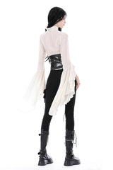 womens romantic cream long sleeve flared blouse