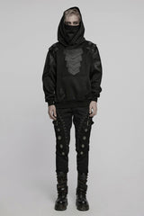 mens techwear hoodie with stand collar