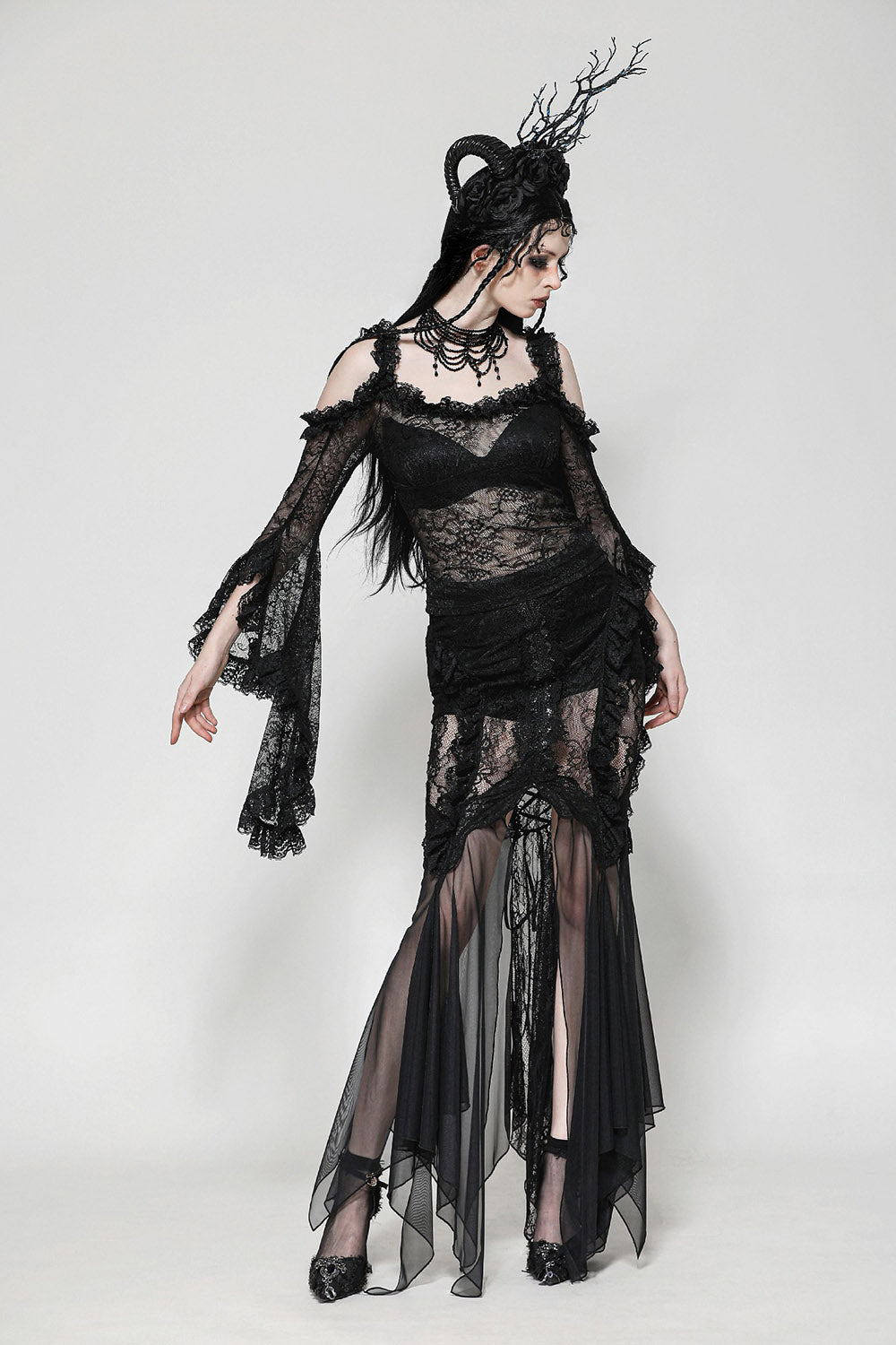 high-waisted goth skirt