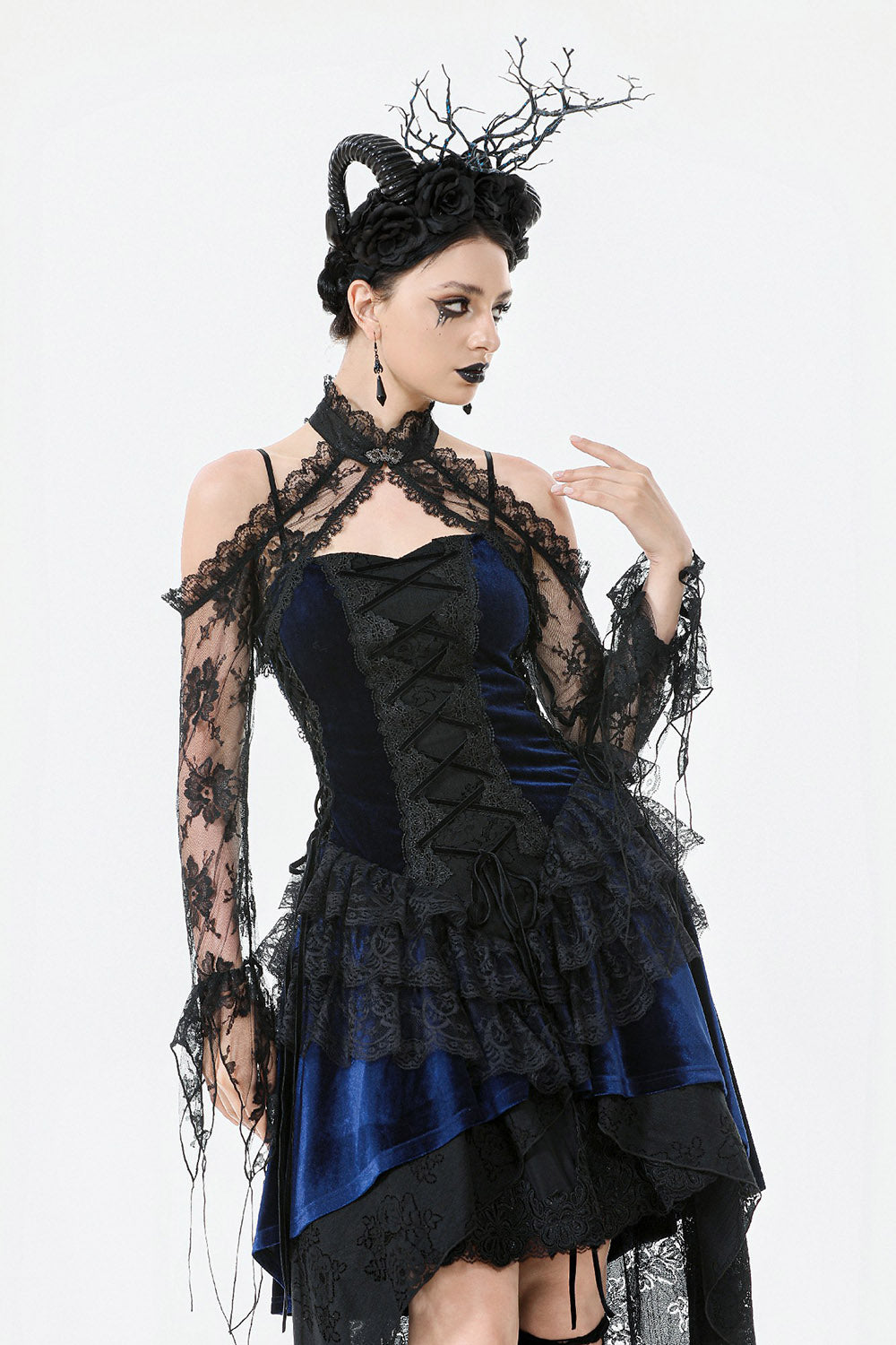 gothic high collar lace bolero shrug