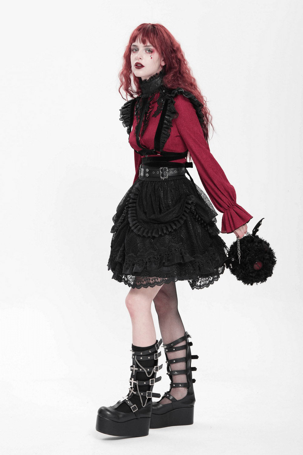 lace gothic ruffle skirt