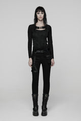 keyhole cutout long sleeve gothic top