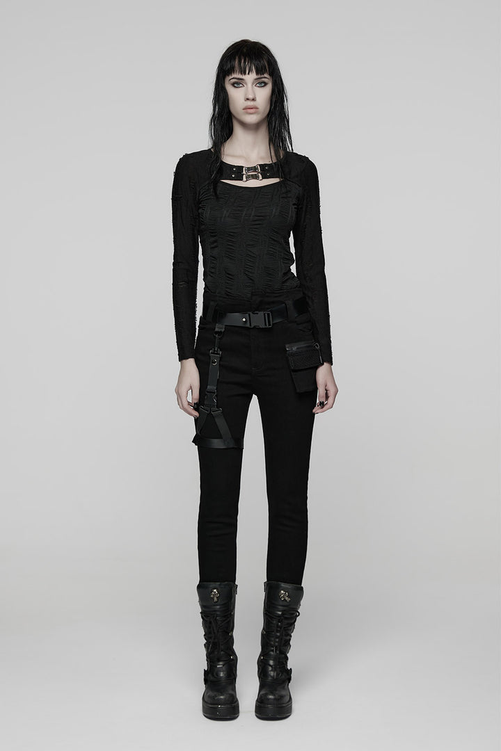 keyhole cutout long sleeve gothic top