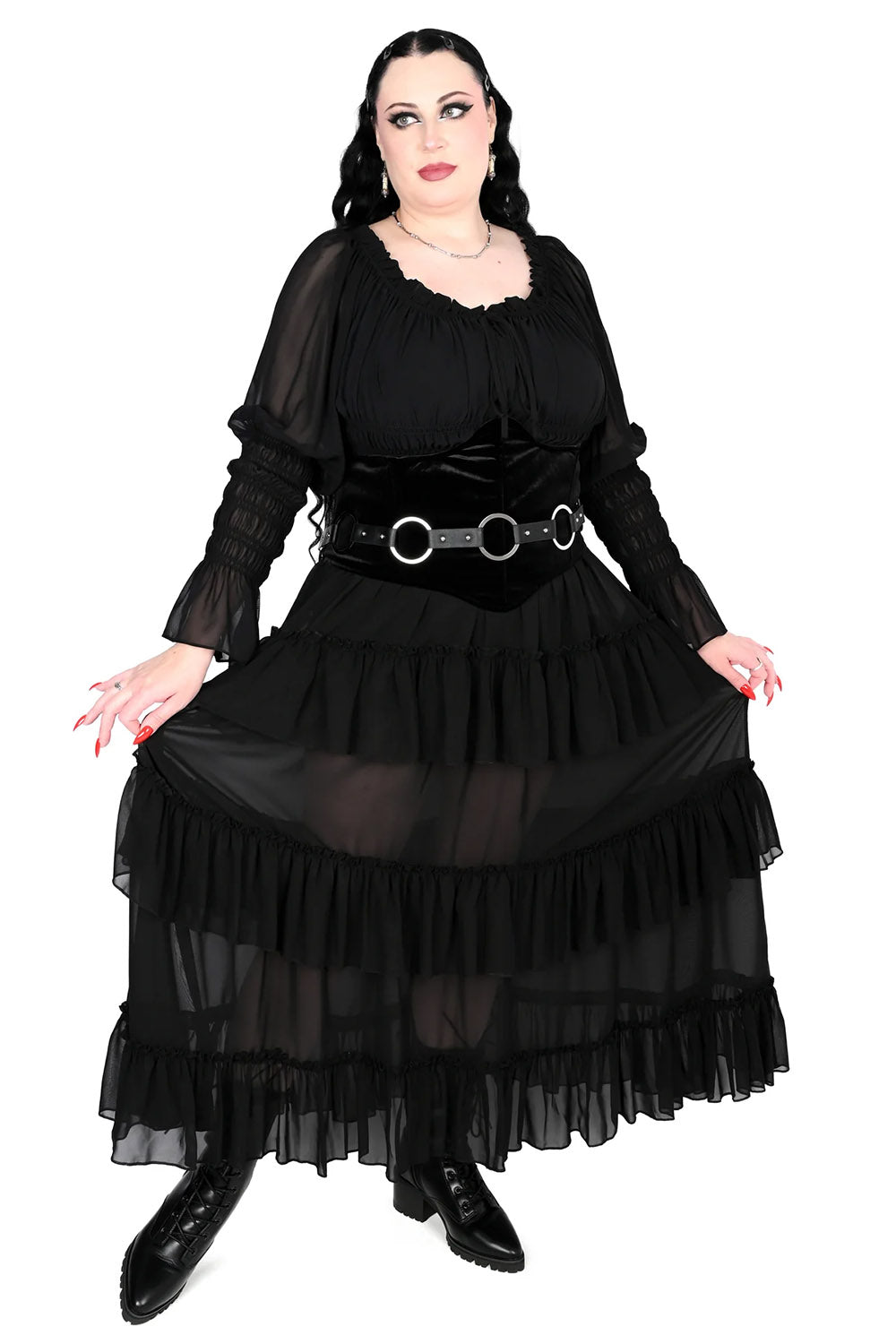 ruffled chiffon maxi skirt by foxblood