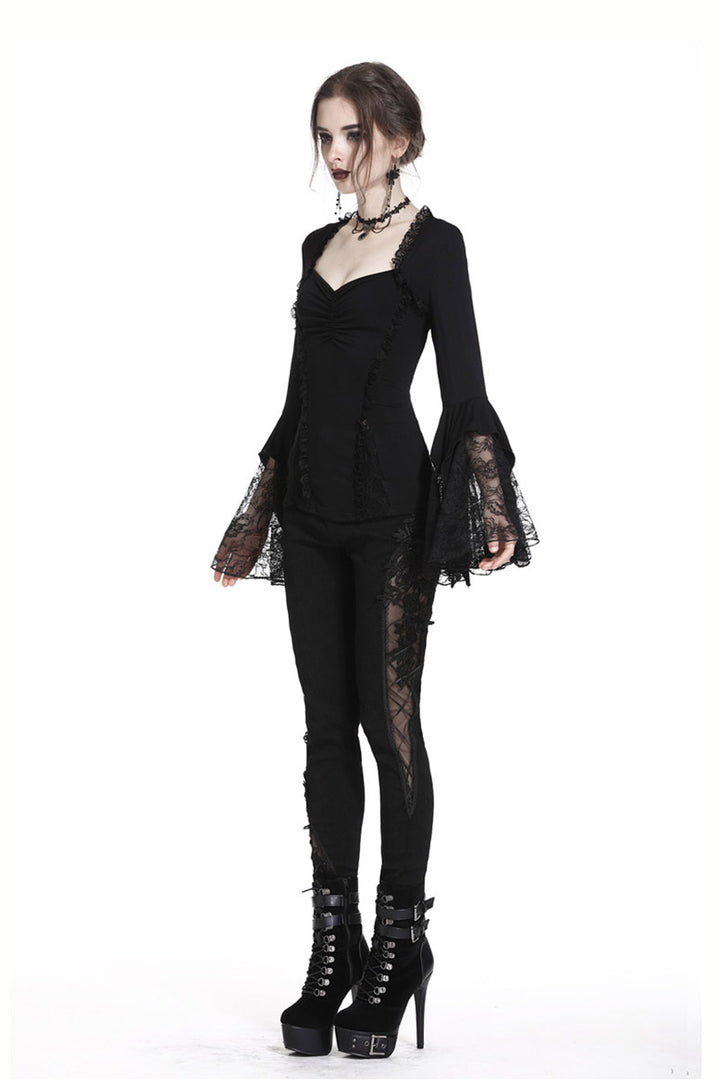 lace flared sleeve gothic top