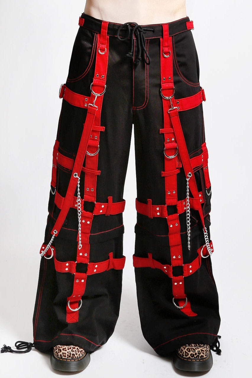 gothic red and black cargo pants