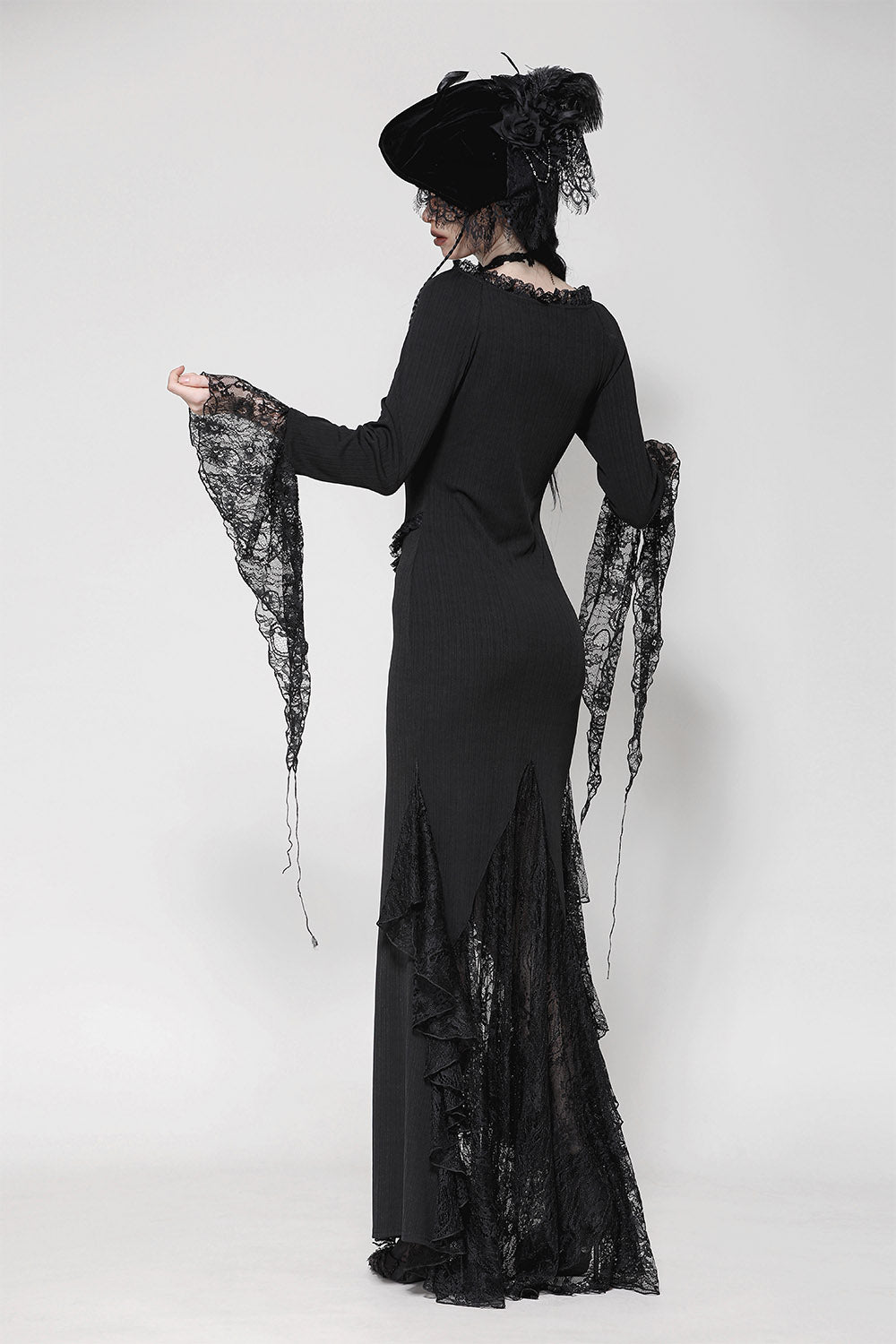 romantic goth long lace maxi gown