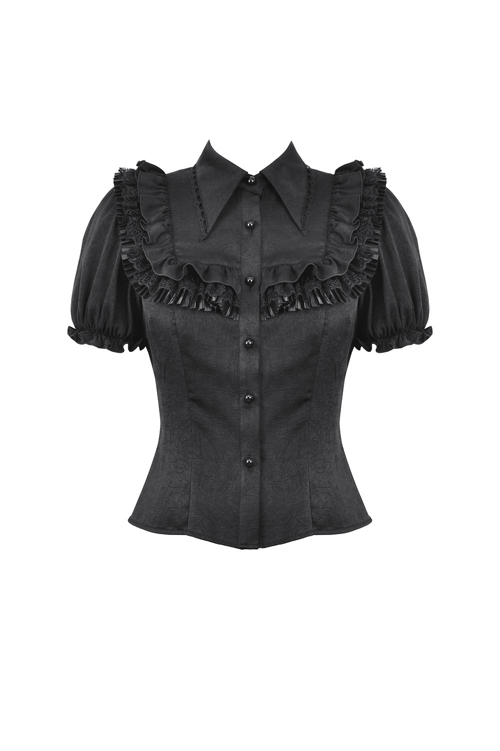 womens black lace collared gothic top