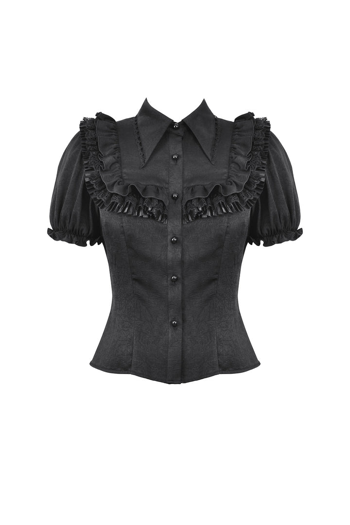 womens black lace collared gothic top