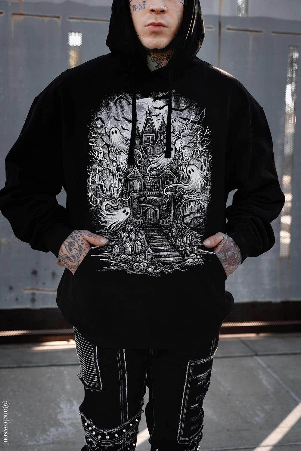 comfy goth cotton hoodie 