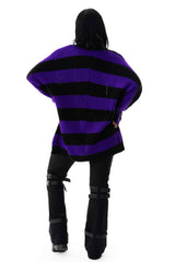 punk striped studded open cardigan 