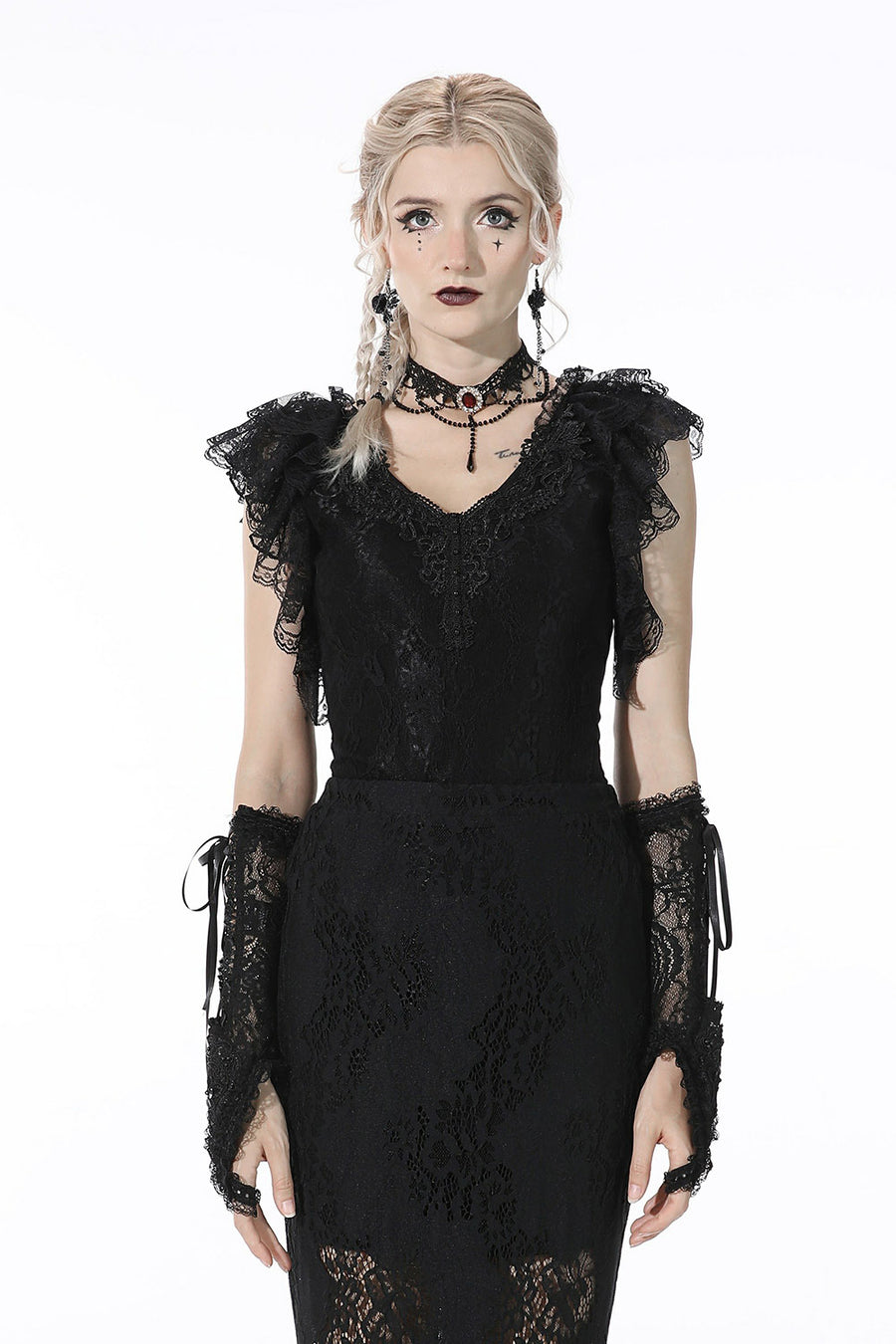 dark coquette layered lace blouse 