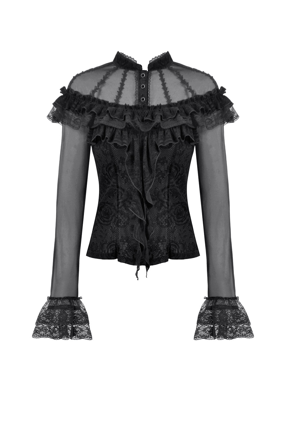 elegant romantic goth ruffled long sleeve top