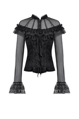 elegant romantic goth ruffled long sleeve top