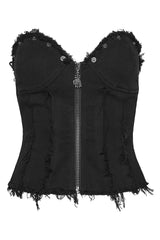 womens corset shredded distressed bustier top