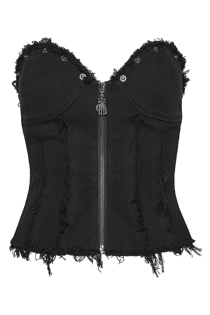 womens corset shredded distressed bustier top