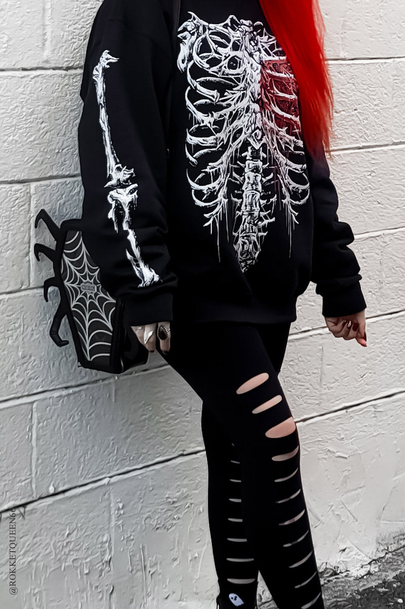 gothic skeleton with bleeding anatomical heart sweatshirt