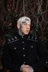 mens collared long sleeve gothic button-down shirt