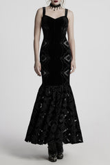 long black mermaid tail velvet gown by punk rave 