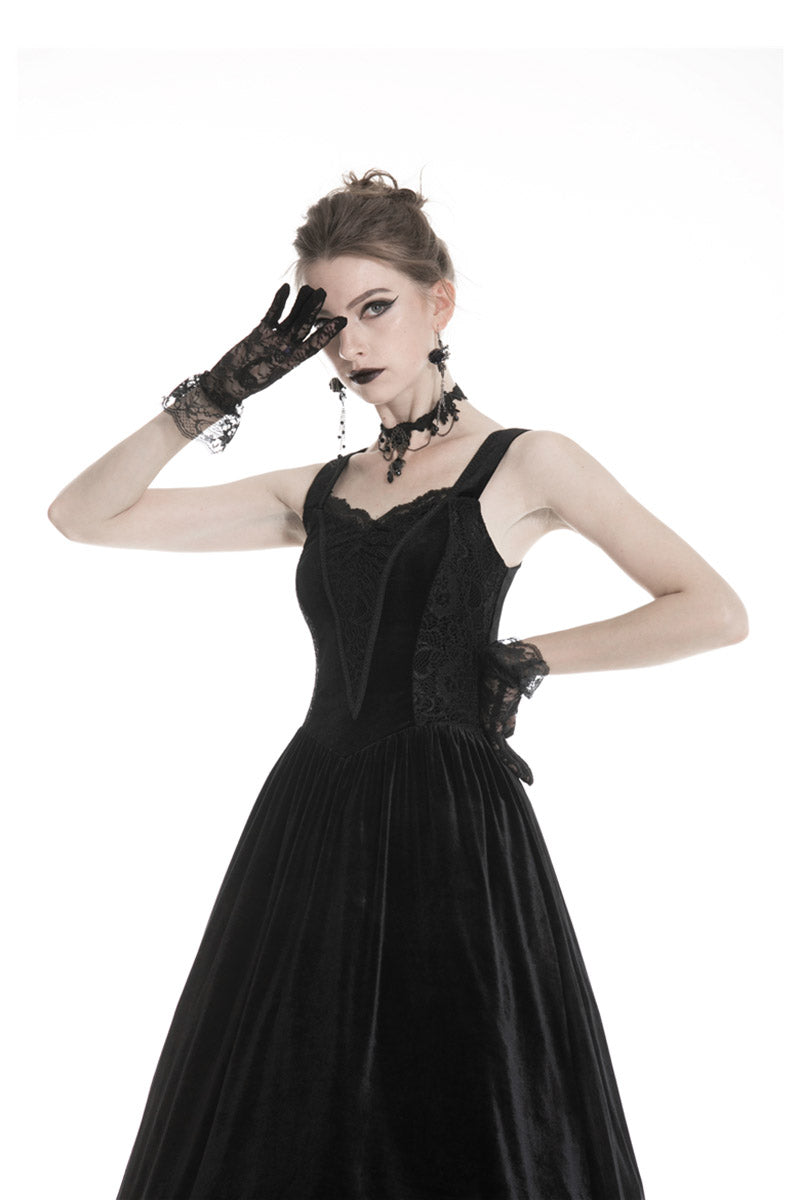 womens gothic velvet lace dress