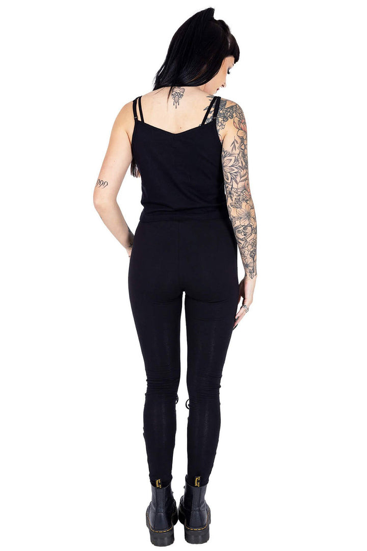 womens black high-waisted gothic leggings