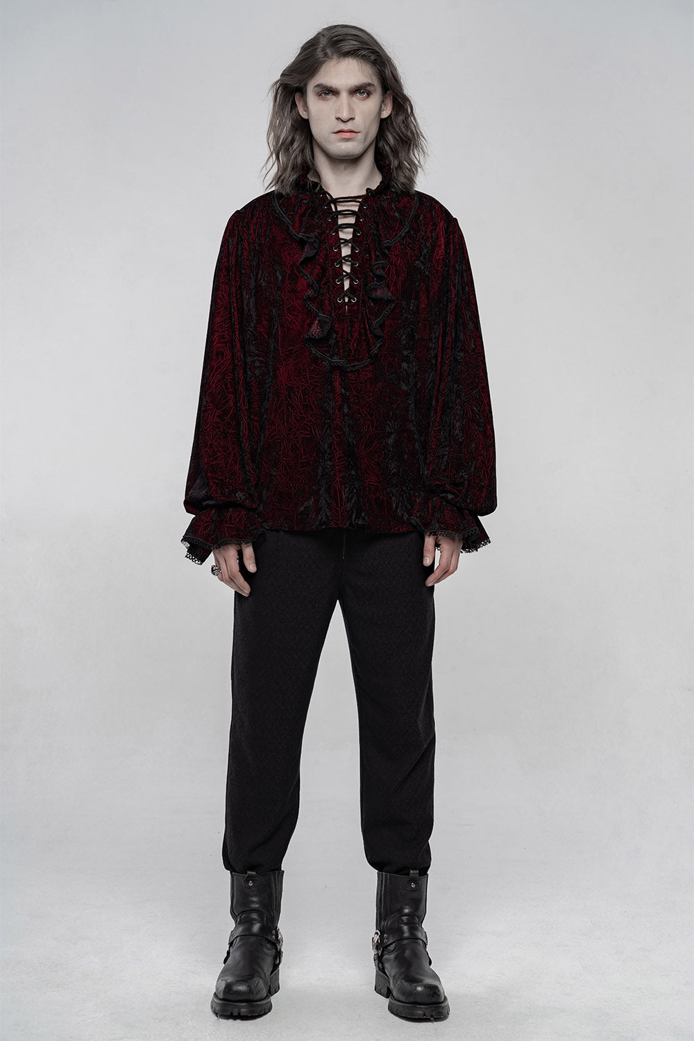 billowy sleeve mens long sleeve vampire goth top