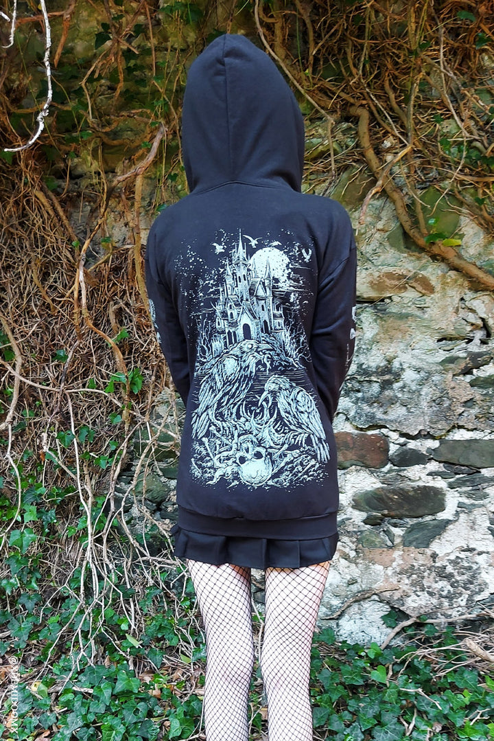 gothic castle crow skeleton hoodie jacket 