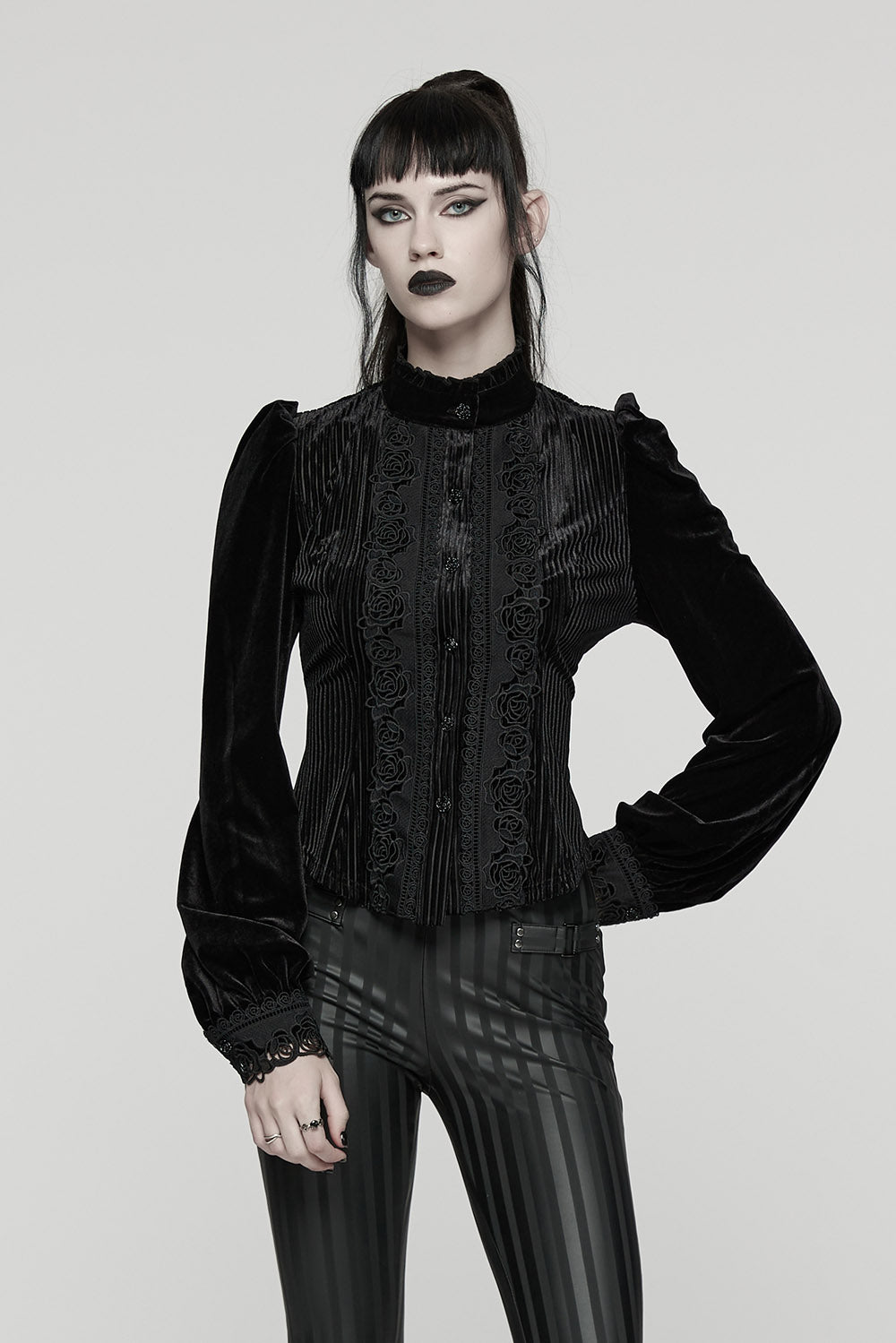 velvet lace-up blouse