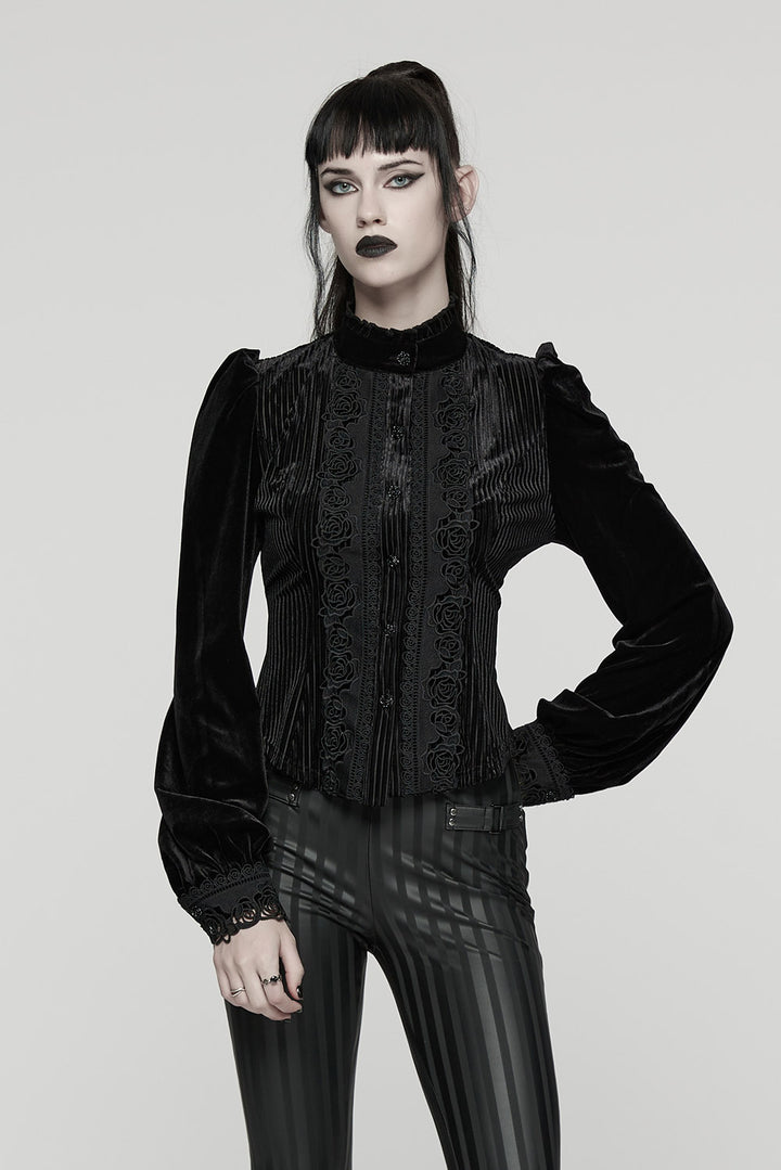 velvet lace-up blouse