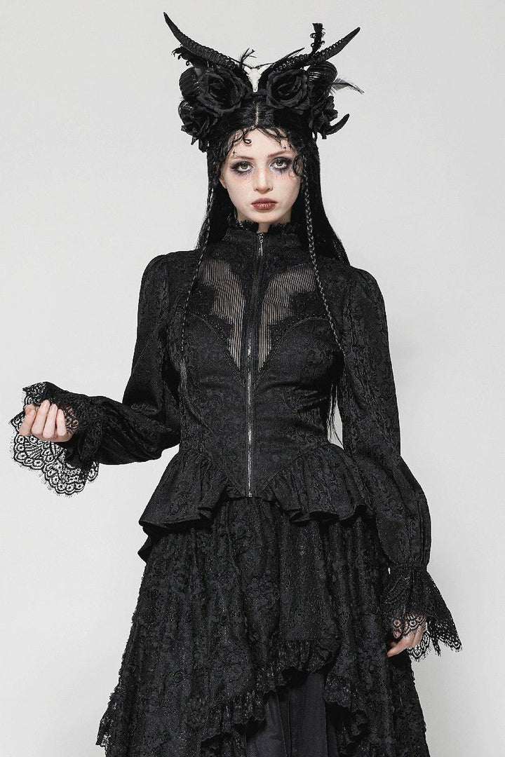 damask fabric peplum hem long gothic victorian jacket