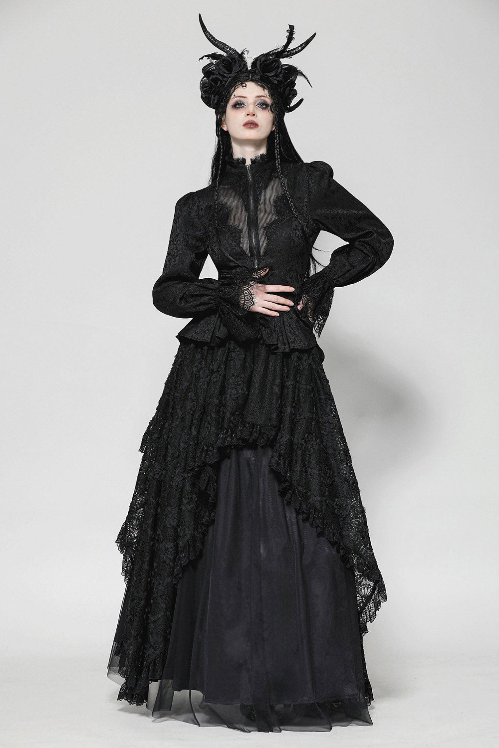 puffed sleeve peplum hem long gothic victorian jacket