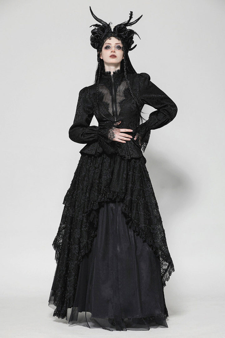 puffed sleeve peplum hem long gothic victorian jacket