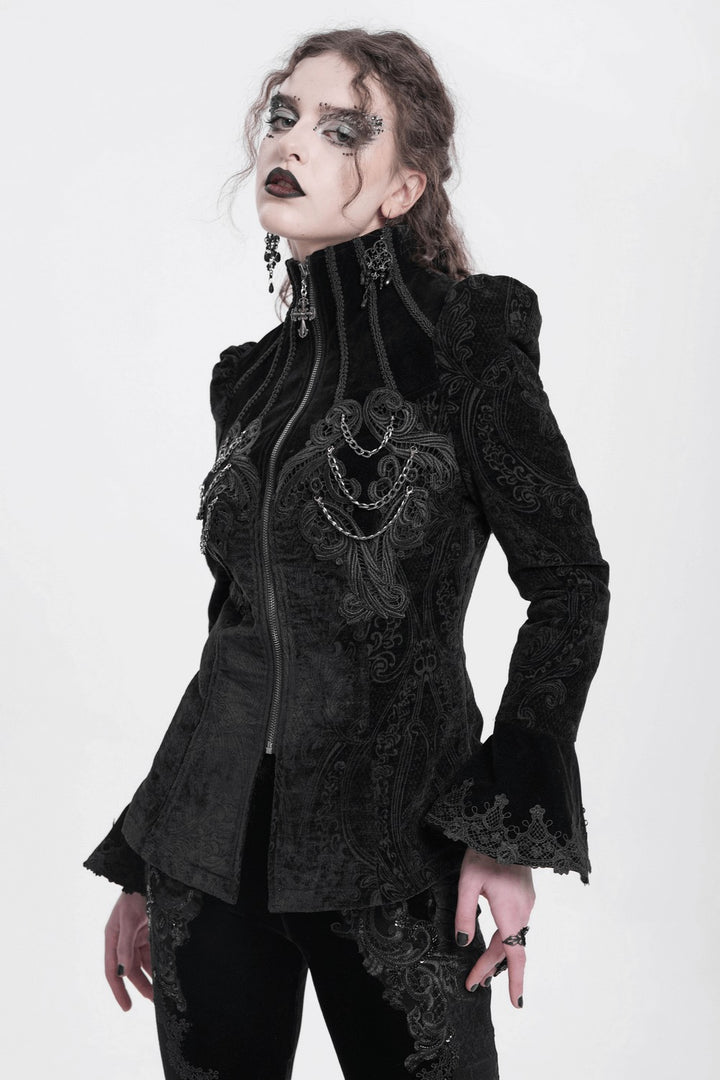 Royalcore Puffed Shoulder Embroidered Jacket