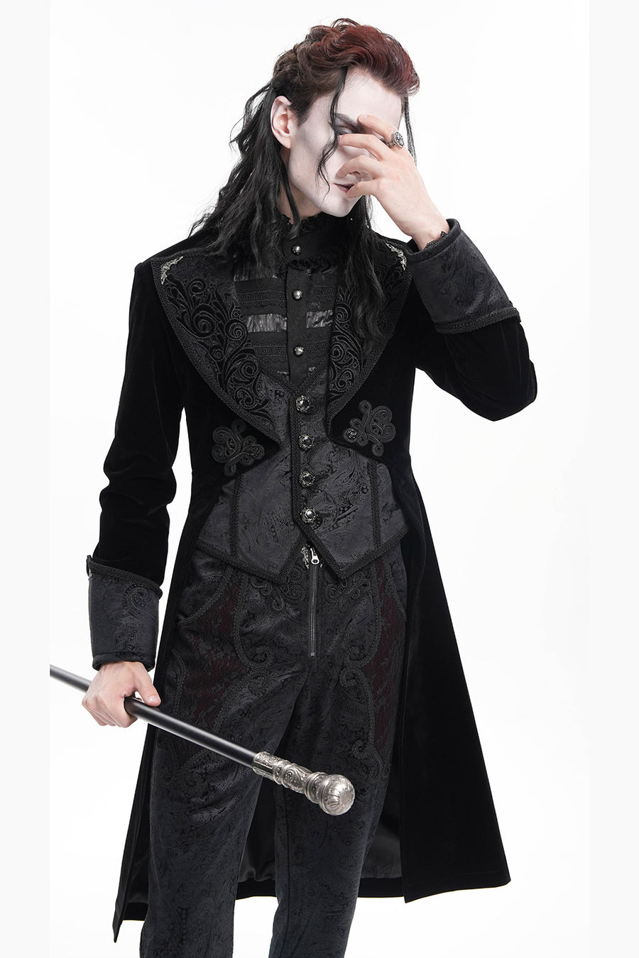 black velvet damask vampier coat