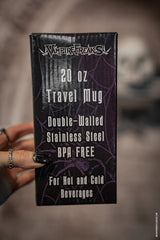box for a gothic hot beverage to go travel cup made of stainless steel