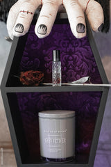 deep dark purple coffin shelf