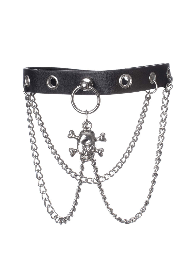 womens emo skull & crossbones gothic choker