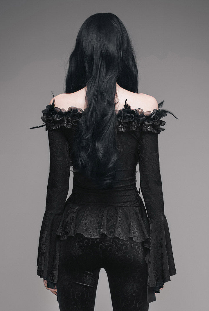 Gothic Coquette Off Shoulder Top - womens tops - VampireFreaks - Devil Fashion