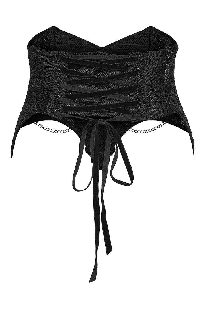 floral embroidered black lace corset