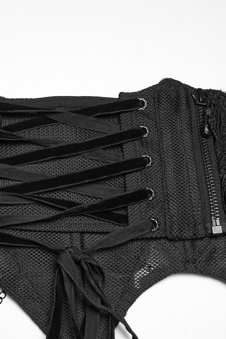 dark fantasy embroidered black lace corset by devil fashion 